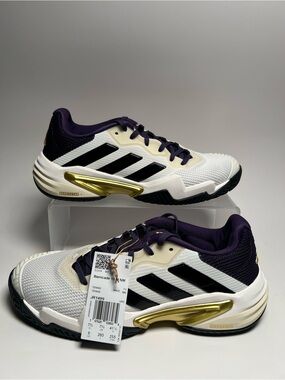 Adidas Barricade 13 Tennis Pickelball White Sneakers Shoes JR1499 Men 8/Women 9